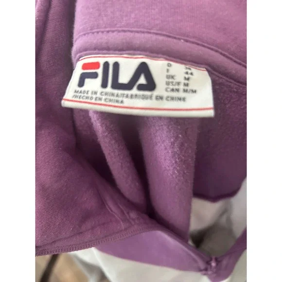 Fila Women Quarter Zip Colorblock Chevron Sweatshirt Purple White Grey Size M - Picture 5 of 5